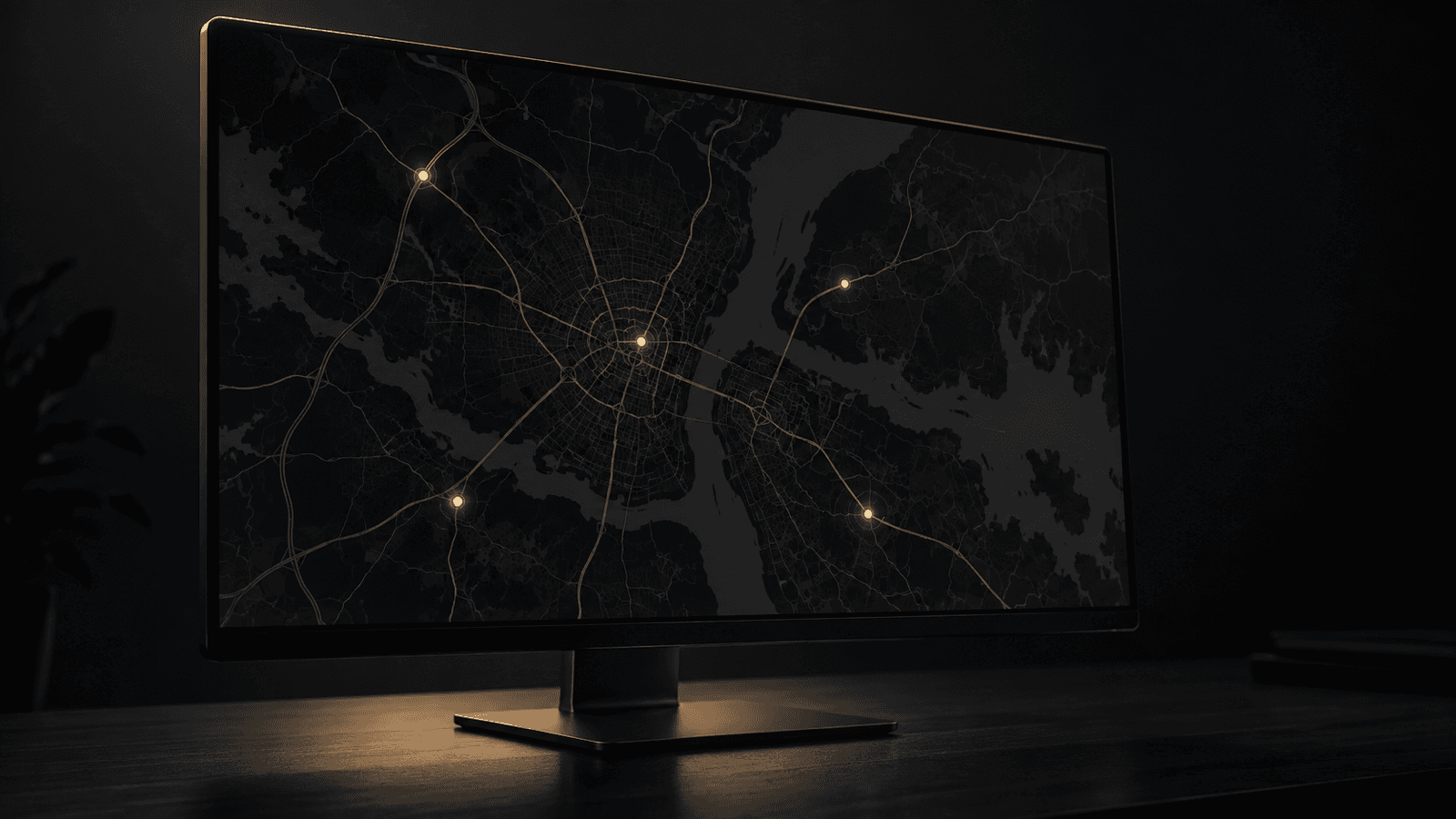 Dark tracking dashboard with vehicle position indicators